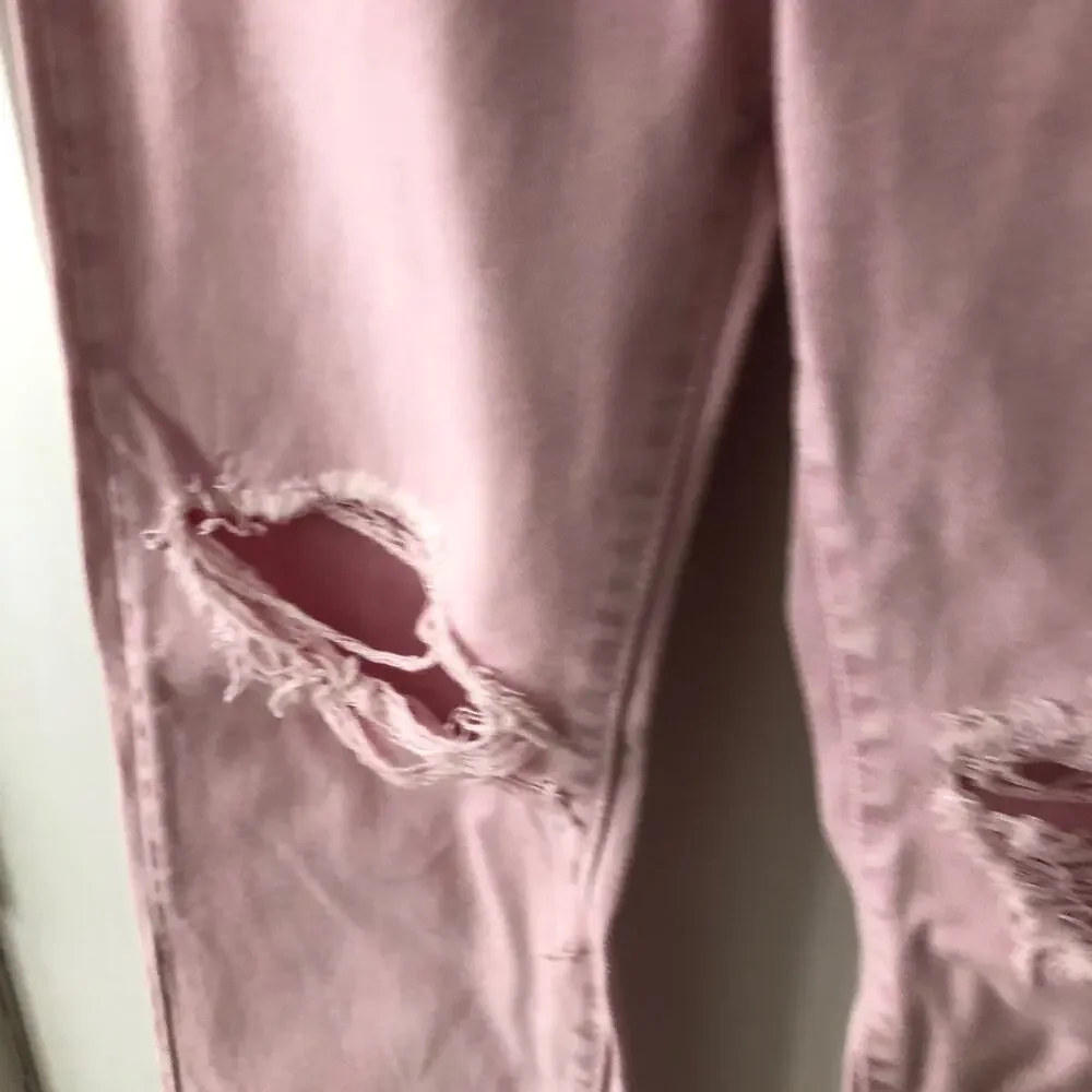 3x1 NYC size 24 Women's distressed straight leg jeans Mineral Rose Pink $367